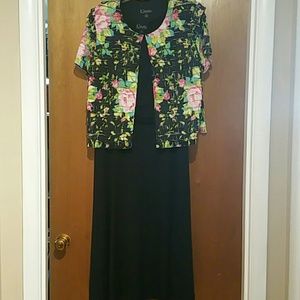Black dress with floral jacket
